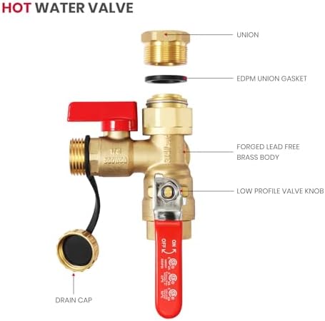 GASLAND Tankless Water Heater Service Valve Kit with Pressure Relief Valve 3/4 Inch IPS Isolator Clean Brass Construction - Image 2