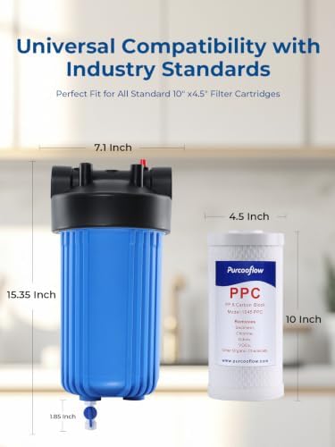 10" x 4.5" Whole House Water Filter Housing with Bottom Drain Valve - Image 3