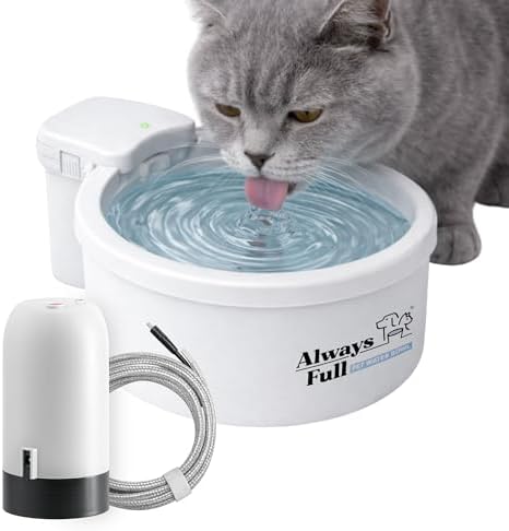 7" Self-Refilling Cat Water Bowl & Bottle Pump Bundle by AlwaysFull