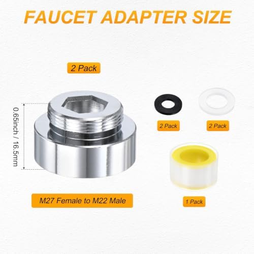 M METERXITY 2-Pack Faucet Adapter, M27 Female to M22 Male, for Kitchen - Image 3