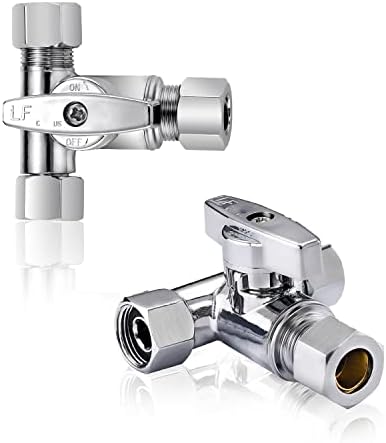 Brass 2Pcs Chrome-Plated Add-A-Tee 3-Way, 3/8 Inch Angle Stop Valve for Reverse Osmosis Water Filters, Ice Maker, Refrigerator by Pronese