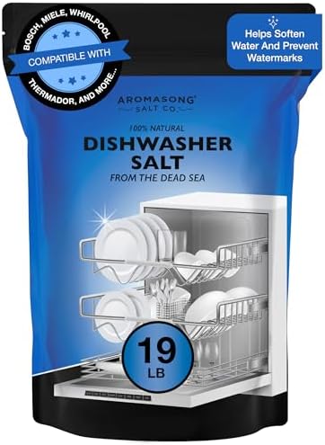 Aromasong Dishwasher Salt 19 LB - 100% Natural Water Softening Agent for Cleaner Dishes & Washer Reactivation Compatible with Bosch, Miele, Whirlpool, Thermador and More (packaging may vary) by Aromasong