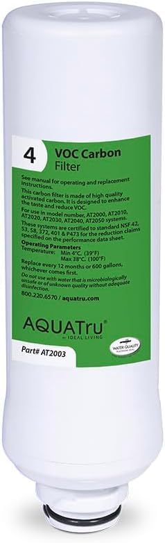 AquaTru Classic VOC Carbon Replacement Filter (Stage 4) – Compatible with AquaTru Classic, Classic Smart & Under Sink Purifier Models (Green) by AQUATRU