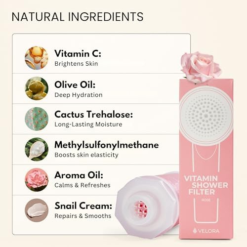 Vitamin C Shower Filter and Water Softener for Hard Water - Aromatherapy Shower Head Attachment - Universal Fit, Easy to Install - Reduces Dry Itchy Skin and Nourish Hair - Rose-Scented - Image 4