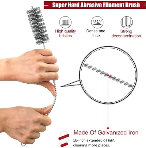 16 Inch Extra Long Pipe Cleaning Brush Set with Abrasive Filament Bristles - Image 3