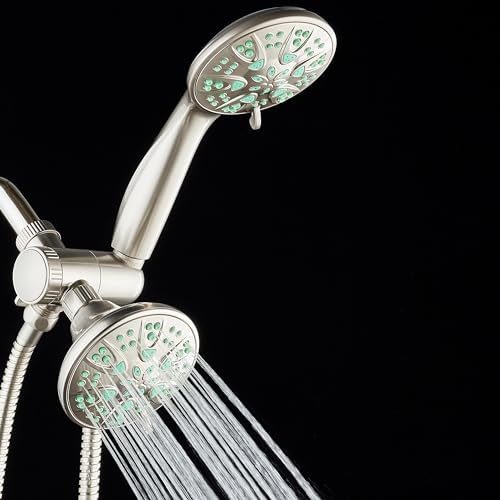 AquaDance Antimicrobial/Anti-Clog High-Pressure 30-setting Dual Head Combination Shower with Microban Nozzle Protection From Growth of Mold, Mildew & Bacteria for a Healthier Shower – Coral Green - Image 6