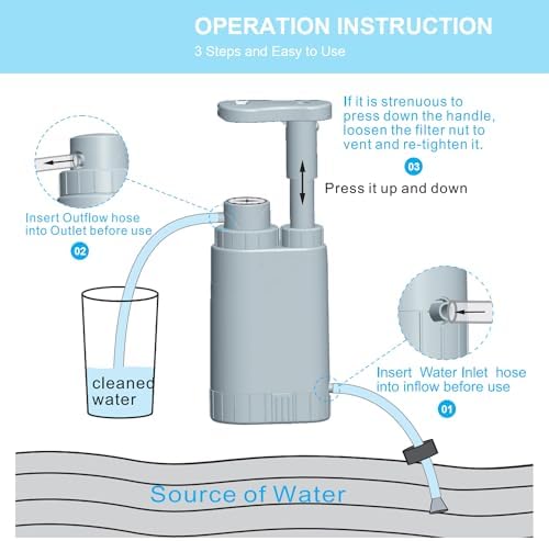 【Outdoor Water Filter Multipurpose for Survival】- Portable Hiking Water Filtration System - Water Purifier for Hiking, Travel, and Emergency - Hand Pump Water Filter - Image 5