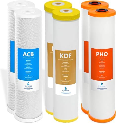 Express Water Whole House 3 Stage Heavy Metal and Anti Scale Water Filter Set - Polyphosphate, Carbon Block, KDF High Capacity Cartridge Filters - 5 Micron 4.5” x 20” inch by ExpressWater