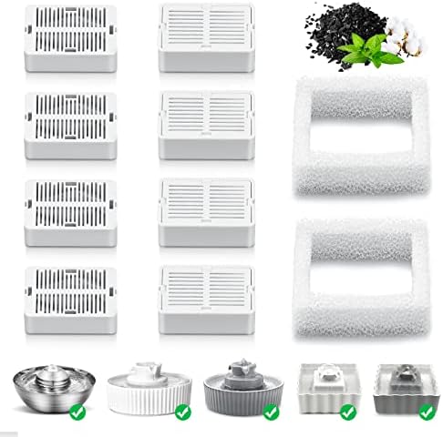 Wave and Cup Cake Porcelain Cat Fountain Filter 8 Carbon Filters 2 Foam Filters Ceramic Pet Fountain Water Dispenser Dog Fountain Replacement Filters(10PACK) by TheBestPetConsultant