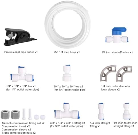 17pcs Ice Maker Water Line Kit, 1/4" OD 10m/32.8ft Long Tubing with Quick Fittings for RO Water Filter System Ice Maker Coffee Machine Refrigerator - Image 3