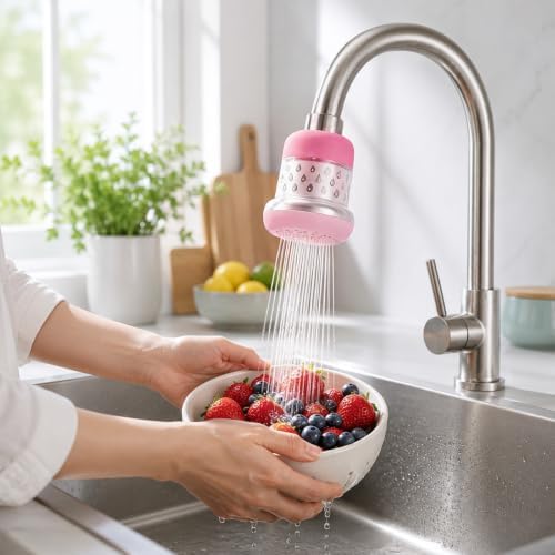 M METERXITY 6-Pack Mushroom Shaped Faucet Water Filter, Green/Pink - Image 5