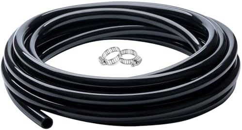 1" id - 10 ft Black Vinyl Tubing Flexible PVC Irrigation Hose & 2 Clamps by ZY-hosetube