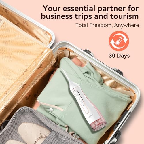 Cordless Portable Water Flosser with 300ML Tank: Rechargeable Oral Irrigator with 5 Tips for Travel, Braces Care and Sensitive Gums, IPX7 Waterproof Teeth Cleaning Device(Pink) - Image 6