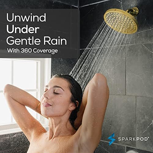 SparkPod Rain Shower Head, 8 Inch Round, Egyptian Gold Finish - Image 4