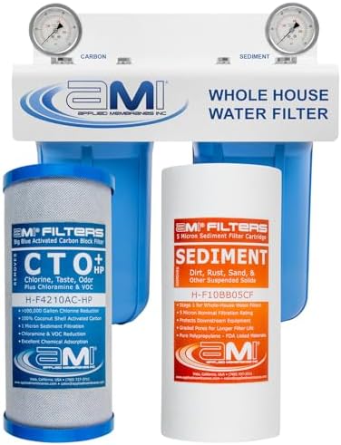 Applied Membranes Inc. 2-Stage Whole-House Water Filter System, 4.5x10-Inch Carbon and Sediment Filter Cartridges by AppliedMembranesInc