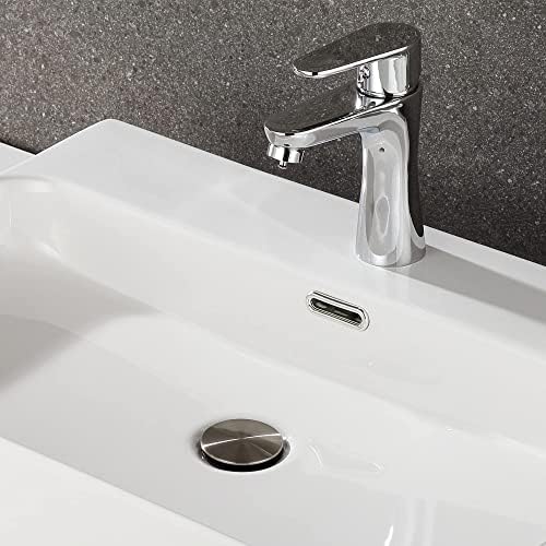TIORIY Pop Up Bathroom Sink Drain - Bathroom Sink Stopper with Overflow for Faucet Vessel, Push Type Bathroom Sink Vanity Assembly with Strainer, Brushed Nickel - Image 5