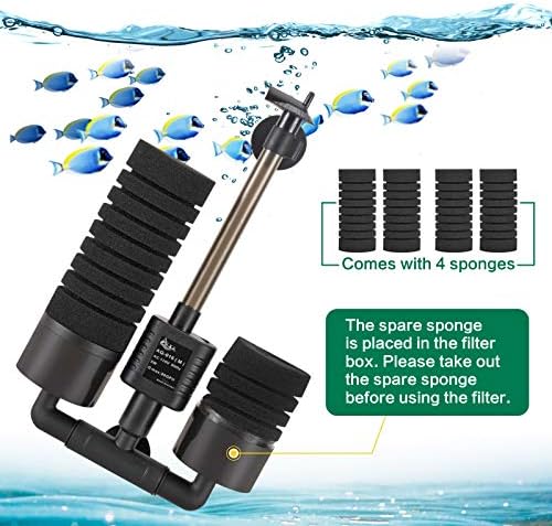 AQQA Aquarium Electric Power Sponge Filter,3W/5W Submersible Foam Filter - Image 5