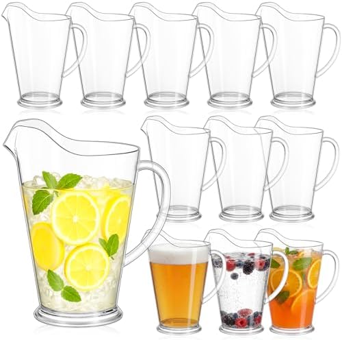 Tessco 12 Pcs Plastic Pitchers 60 Oz Clear Water Beer Jug Large,Stylish by Tessco