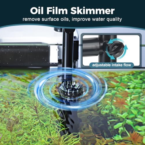 hygger Aquarium Hang On Back Canister Filter, Adjustable Flow Quiet Fish Tank Filter with Oil Skimmer,3 Outlet Nozzles,3 Filter Sponges & Ceramic Balls (6W,≤5.5 Gallon) - Image 4