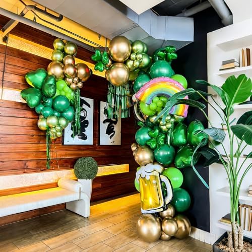 Green Balloon Arch Kit, 129Pcs 4 Sizes Dark Green and Gold Balloons - Image 4