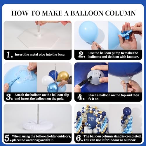 Navy Blue and Gold Balloon Column Stand Kit Set of 2 for Floor - Image 6