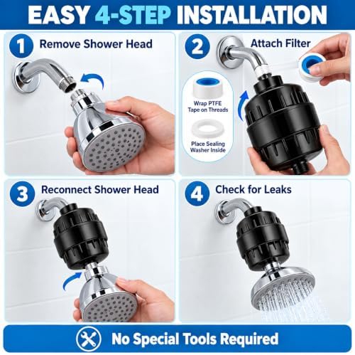 20 Stage Shower Filter for Hard Water, High Flow Shower Head Filter - Image 5