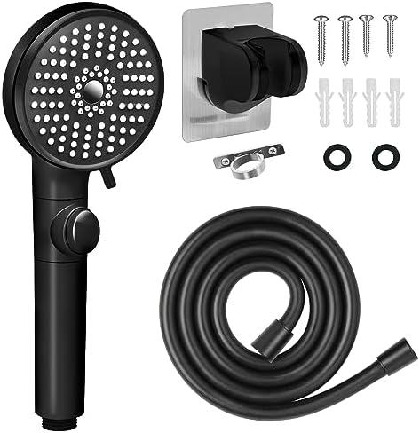 RV Shower Head with Hose, High Pressure 5 Mode Shower head Replacement, Handheld Showerhead for RV/Campers, Travel Trailer for Water Saving, Showerheads Holder and Hose, On Off Switch, Black by FOCSPROD