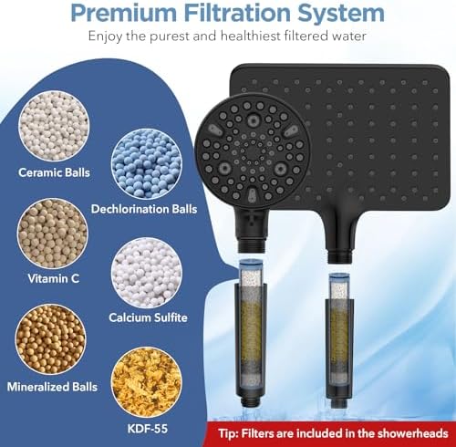MakeFit Dual Filtered Rain Shower Head Combo, High Pressure Handheld Shower Head with Adjustable Bar - Rainfall Shower Head And Showerhead with Filter for Hard Water - Removes Chlorine - Image 5