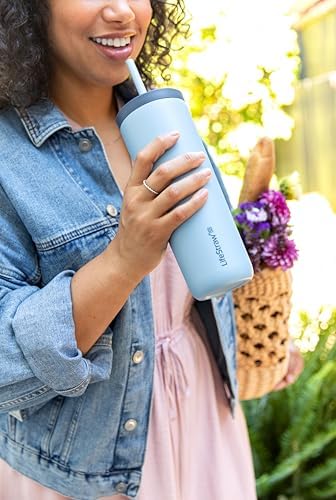 LifeStraw Go Series Tumbler – Double Wall Insulated Stainless Steel Water Filter, Icelandic Blue, Designed for Everyday Use, Removes Bacteria, Parasites, Microplastics, and Improves Taste - Image 4