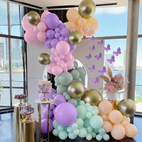 Fairy Balloon Arch Garland Kit, 125pcs Sage Green Pink Purple and Green Gold Spring Balloons for Girl Wonderland Fairy First Birthday Baby Shower Tea Party Wedding Wildflower Party Decorations - Image 7