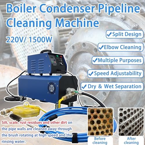 Industrial Boiler Pipeline Cleaning Machine Condenser Tube Cleaner 220V/110V, with Flexible Shaft & Alloy Drill Bits, for Biomass/Oil/Gas/Coal Fired Boiler Heat Exchanger Tubes Descaling - Image 2