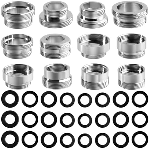 12 PCS Faucet Adapter Kit Brass Aerator Adapter Set Kitchen Sink Aerator Adapters Male to Female Water Hose Connector for Garden Hose Water Filter Sink Faucet Diverter by INJOYTEC
