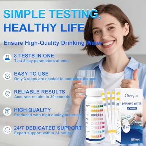 Lead Water Test Kit 2026 Upgraded 8 in 1 Home Drinking Water Testing Kits 50pcs, House Tap and Well Water Hardness Tester, Lead Test Strips for Alkalinity, pH, Copper, Nitrite&Chlorine - Image 2