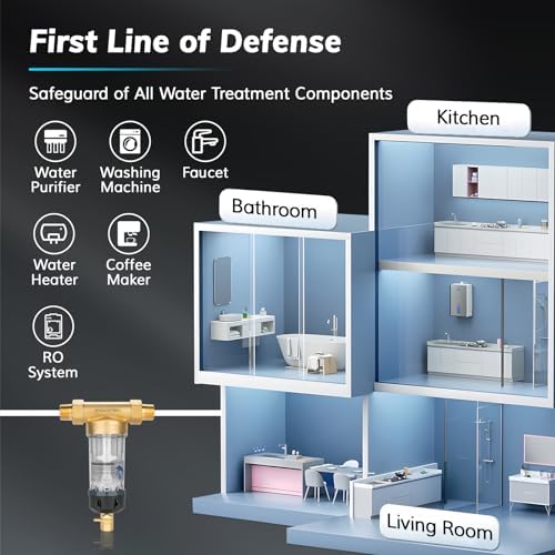 40 Micron Spin Down Sediment Filters With Scraper, Disassembly-Free Sediment Filter, Reusable Whole House Water Filter System for City/Well Water, 1" MNPT + 3/4" FNPT + 3/4"MNPT, BPA Free - Image 4