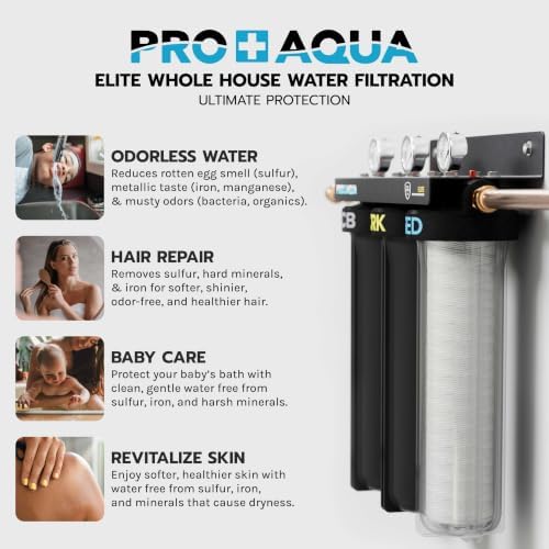 PRO+AQUA Elite Series GEN2 PRO-100-E 3-Stage Whole House Water Filtration System for City & Well Water with Pressure Gauges | Reduces Contaminants, Sediment, Chemicals, Heavy Metals, with 1” Ports - Image 6