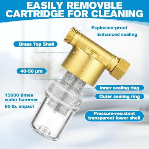 Gerrii 1 Pack Brass Washing Machine Water Filter Reusable, Gold - Image 3