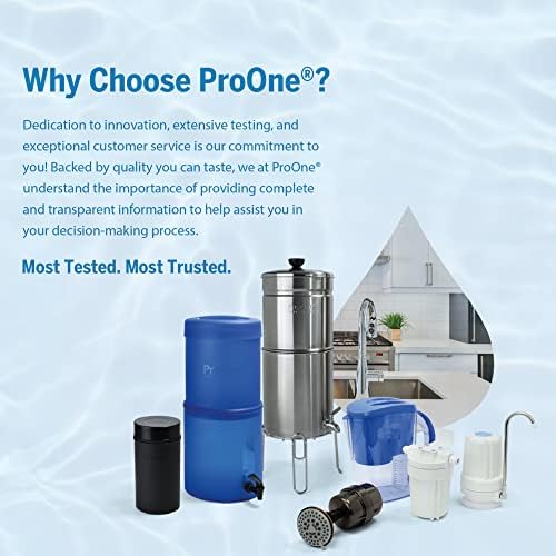 ProOne Big+ Gravity Water Filter System - High Capacity Countertop Stainless Steel Water Filter Dispenser - IAPMO Certified to Reduce Lead, Total PFAS, Microplastics, Chlorine Taste & Odor - Image 6