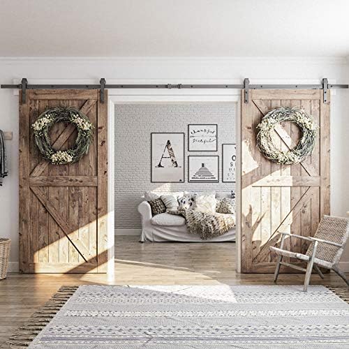 SMARTSTANDARD 13 FT Double Barn Door Hardware Kit, Fit 36-40" W Door Panel - Image 3