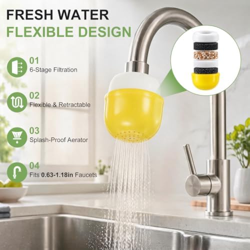 M METERXITY 2-Pack Mushroom Shaped Faucet Water Filter, Yellow - Image 2