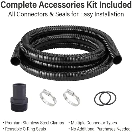 Corrugated Pond Tubing - Flexible, Kinkproof, Reinforced PVC Hose for Water Gardens, Pumps, Waterfalls & Aquaculture (10 Feet Black, 1-1/4 Inch) - Image 3