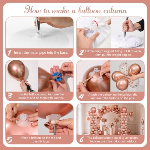Rose Gold Balloon Column Stand Kit Set of 2 for Floor - Image 5