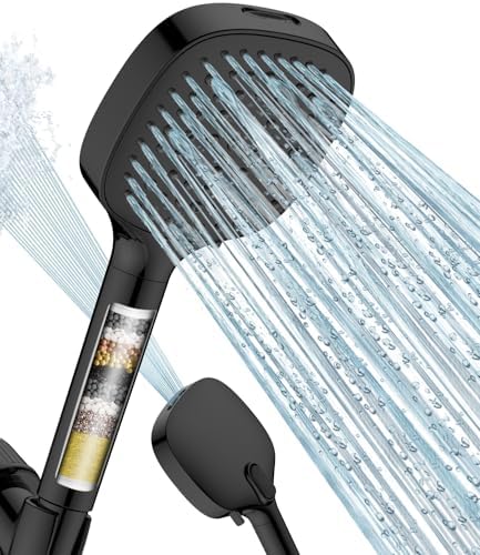 MakeFit Filtered Shower Head with Handheld, 7 Modes High Pressure Handheld Showerhead with Filters, Detachable Shower Heads Water Softener Filters Beads for Hard Water - Remove Chlorine & Heavy Metals by MakeFit