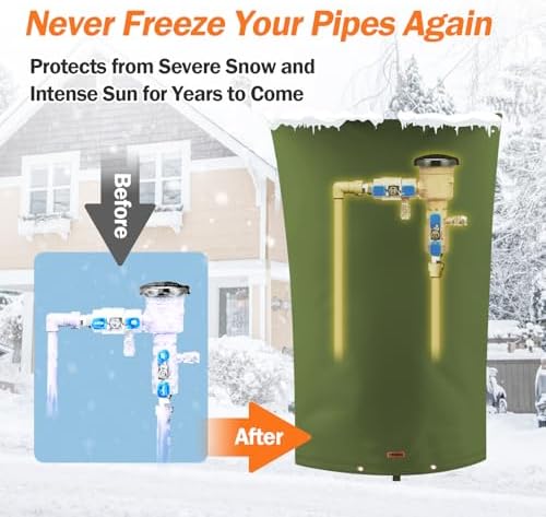 TOHONFOO Backflow Preventer Cover, Pipe Freeze Insulation, 22"Wx34"H, Green - Image 3