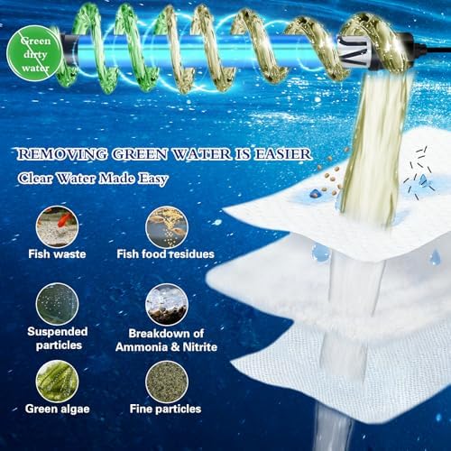 TARARIUM Fish Tank Filter U-V for 45-120 Gallon Tank, 300GPH Aquarium Filter for Turtle Tank Fish Tank Green Clean Machine, Sock Filter for Cold Plunge Saltwater Freshwater Crystal Clear - Image 3