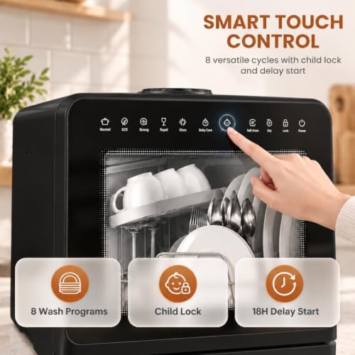Countertop Dishwasher 5L Tank Water Softener No Hookup, Black - Image 5