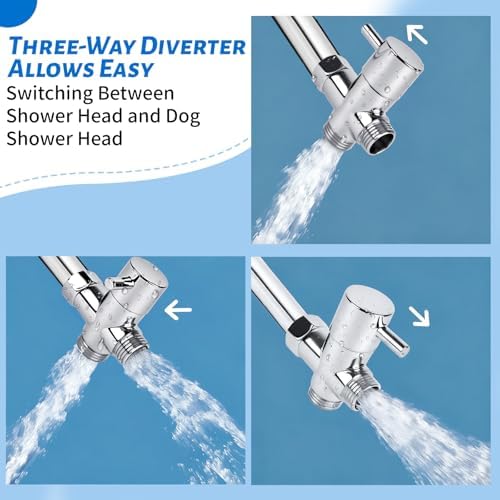 Pet Shower Attachment with 8.2ft Hose & Silicone Brush，Three modes Dog Bathing Tool，Easy Connect to Bathtub Faucet for Dogs Cats Home Use - Image 6