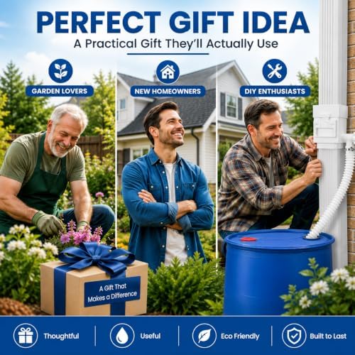 Premium Rain Barrel Downspout Diverter Rain Water Collection System Kit, Gutter Downspout Adapter with Filter, Adjustable Connector Hose, Fits Round & Square Downpipes for Rainwater Harvesting - Image 6