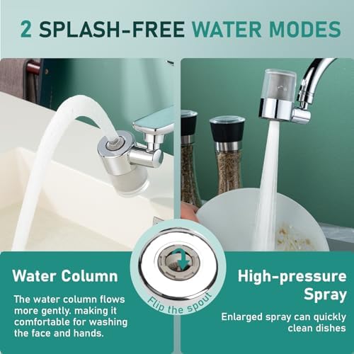 ATQ Water Filter for Sink Faucet with 3pcs Replacement Filters Reduce Chlorine, Lead, 720° Rotating, 2 Modes,Faucet Filter for Kitchen Sink, Kitchen/Bathroom/RV Faucets (Aerator720) - Image 4