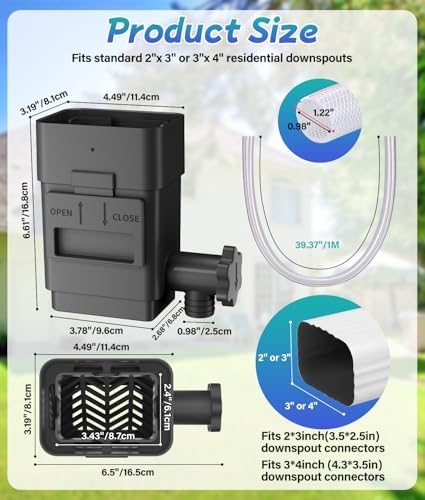 WADEO Upgraded Rain Barrel Diverter Kit for 2x3 or 3x4inch Downspouts Brown - Image 2