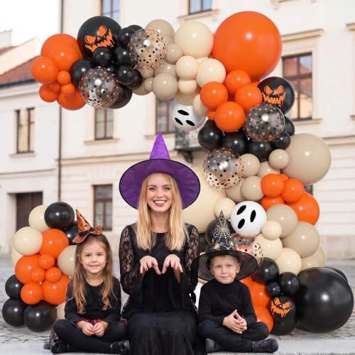 153pcs Halloween Balloon Arch Garland Kit Orange and Black Ghost Balloons - Image 4